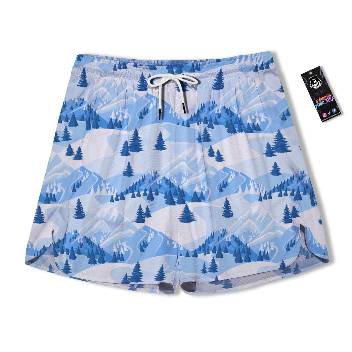 Mountain Skiing Print Pattern Men's Running Shorts-grizzshop
