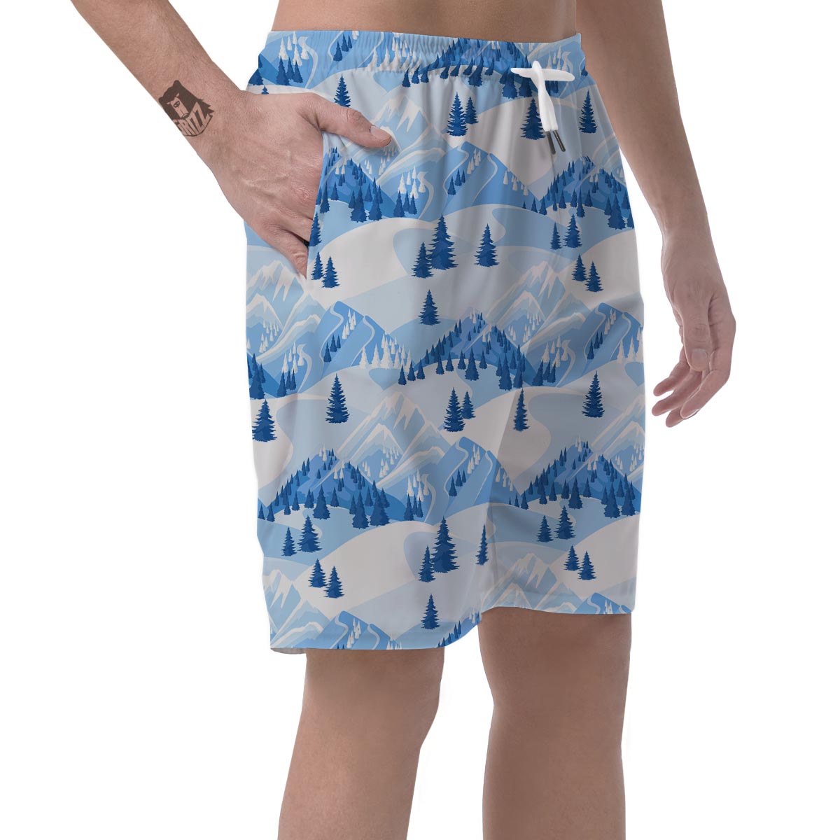 Mountain Skiing Print Pattern Men's Shorts-grizzshop