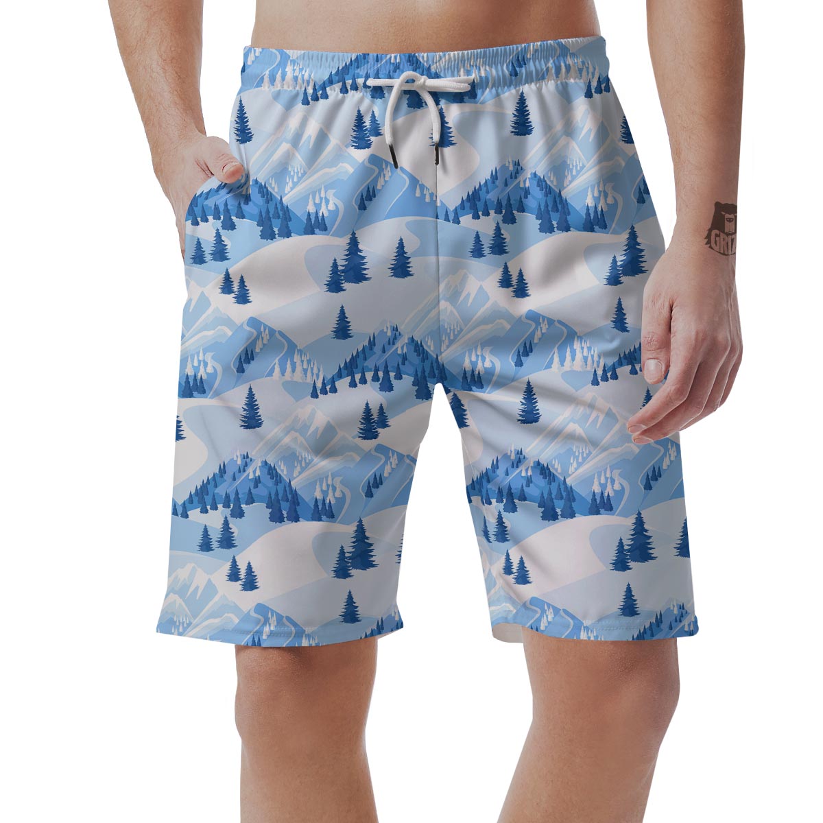 Mountain Skiing Print Pattern Men's Shorts-grizzshop