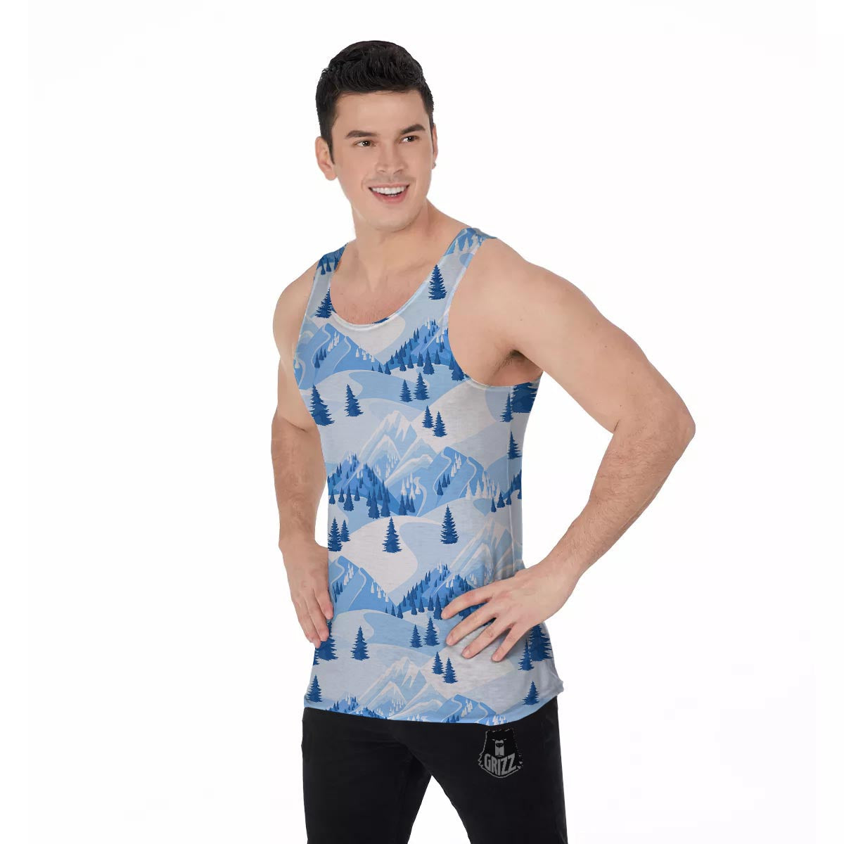 Mountain Skiing Print Pattern Men's Tank Top-grizzshop