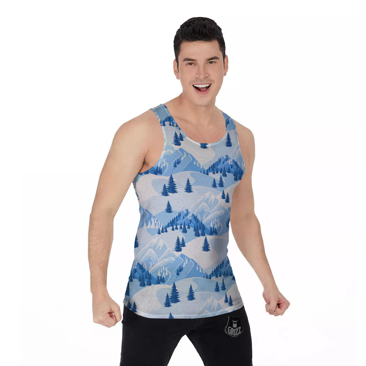 Mountain Skiing Print Pattern Men's Tank Top-grizzshop