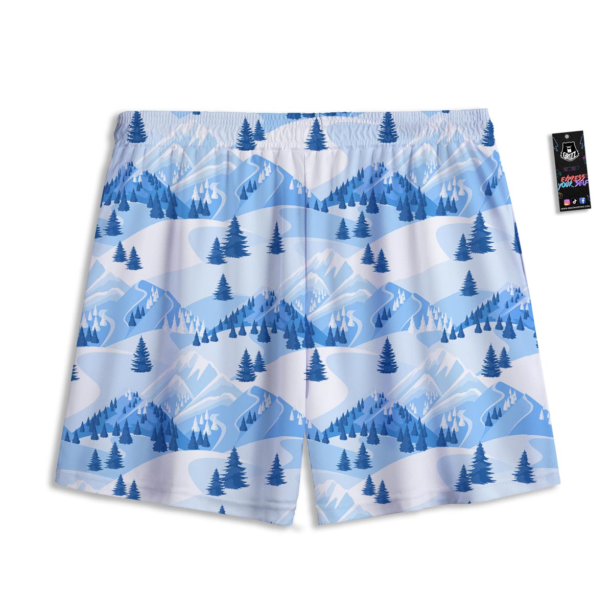 Mountain Skiing Print Pattern Mesh Shorts