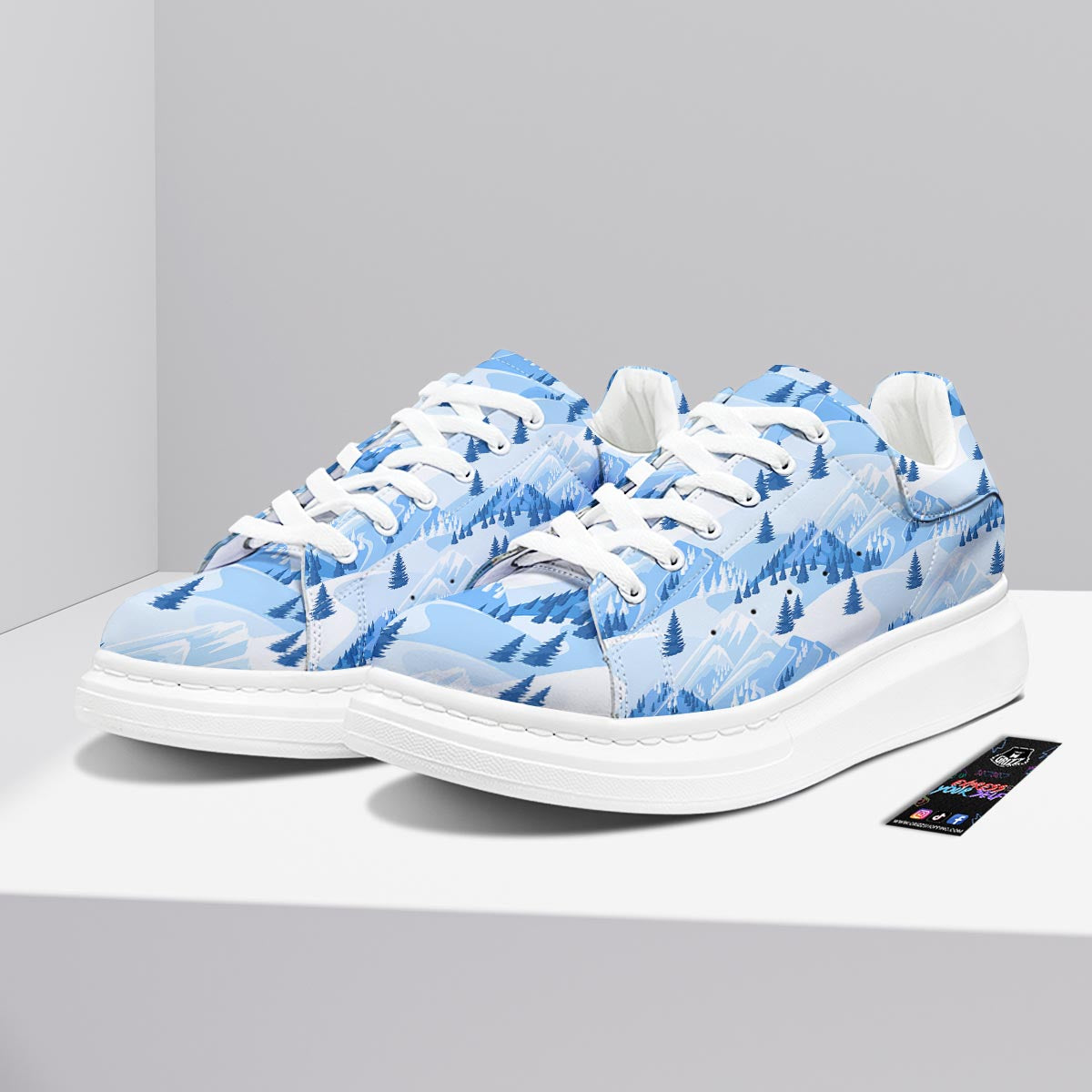 Mountain Skiing Print Pattern Platform Shoes-grizzshop