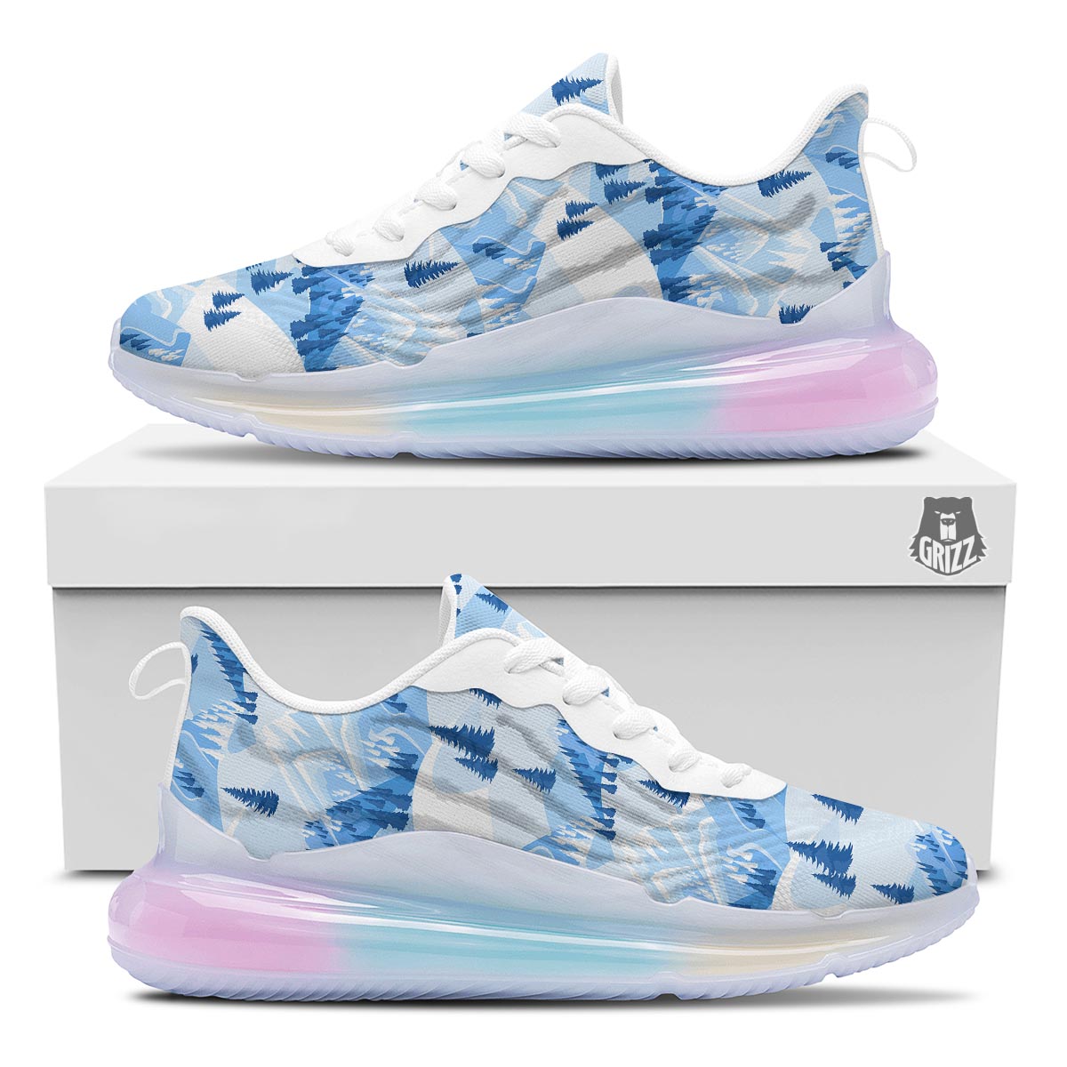 Mountain Skiing Print Pattern Running Sneakers-grizzshop