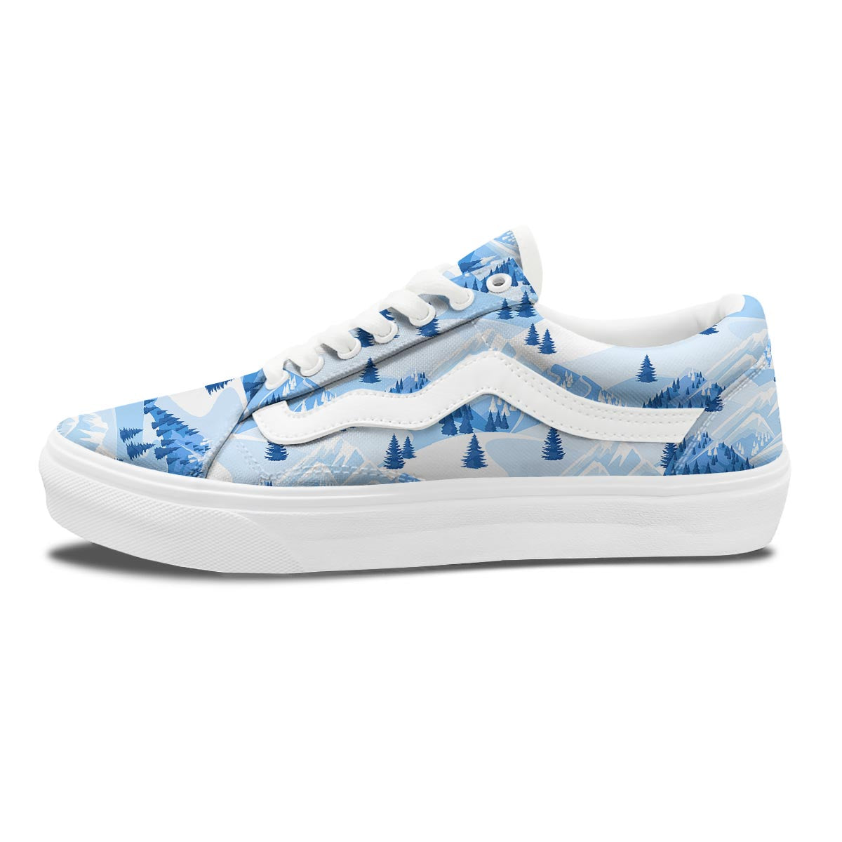 Mountain Skiing Print Pattern Skate Shoes-grizzshop