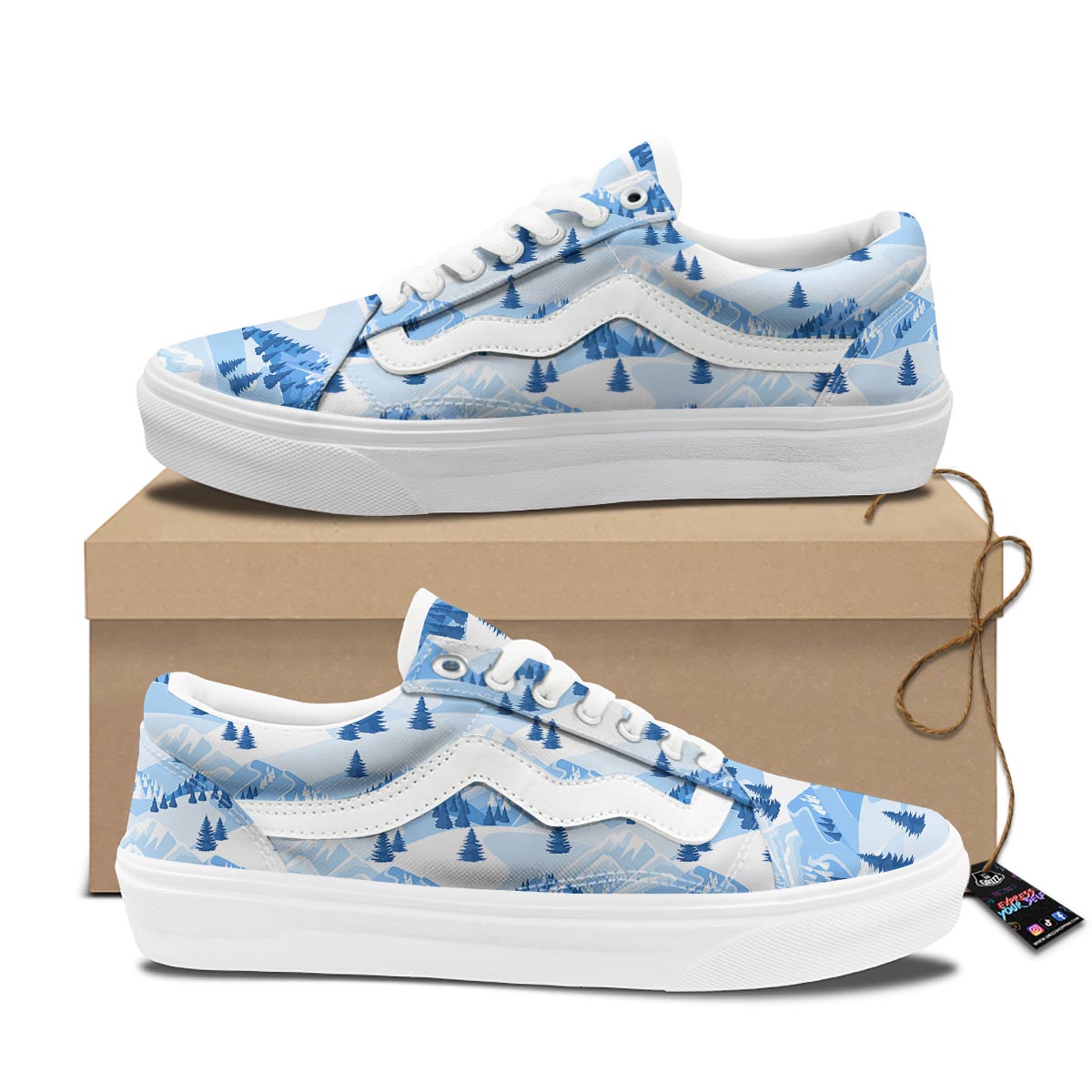 Mountain Skiing Print Pattern Skate Shoes-grizzshop