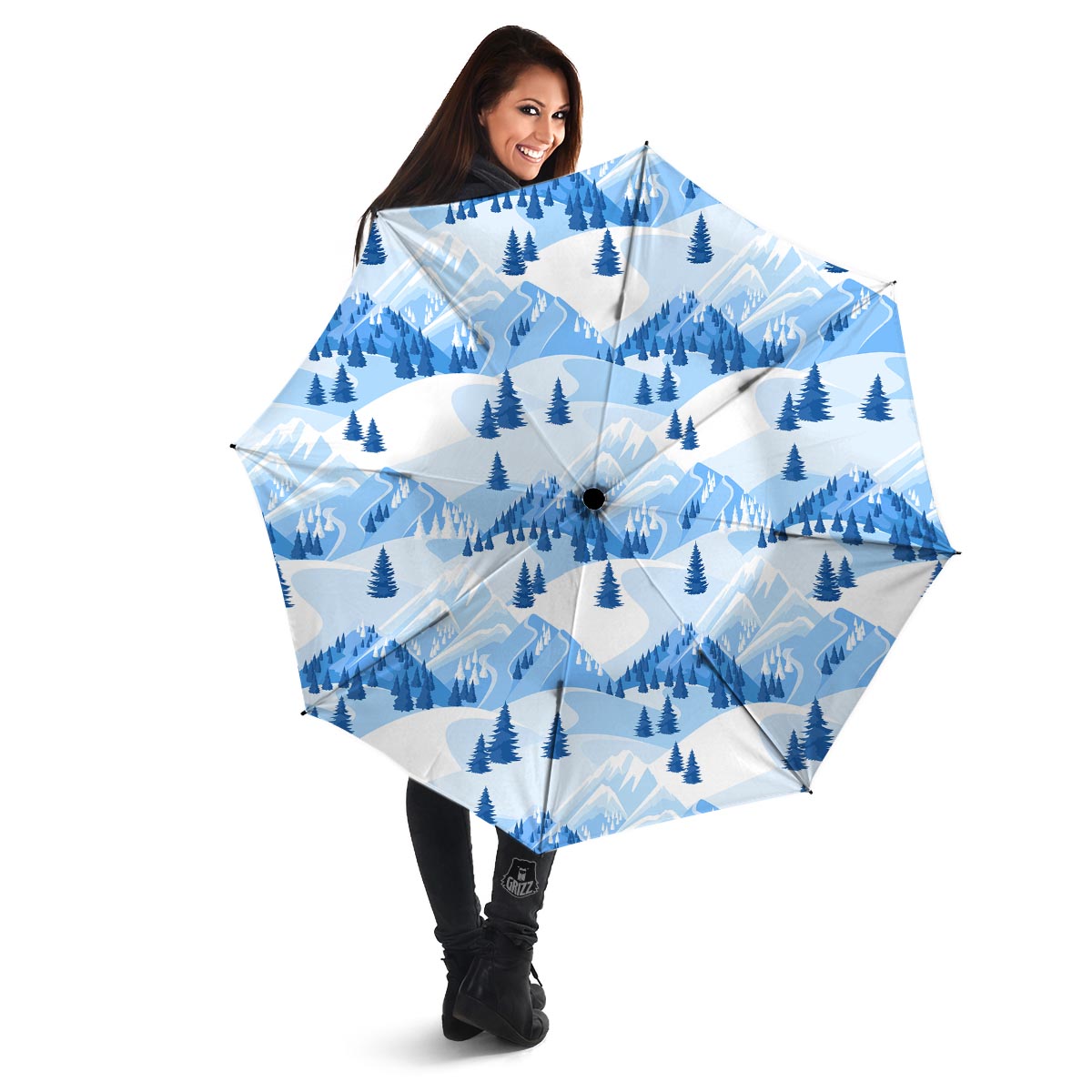 Mountain Skiing Print Pattern Umbrella-grizzshop