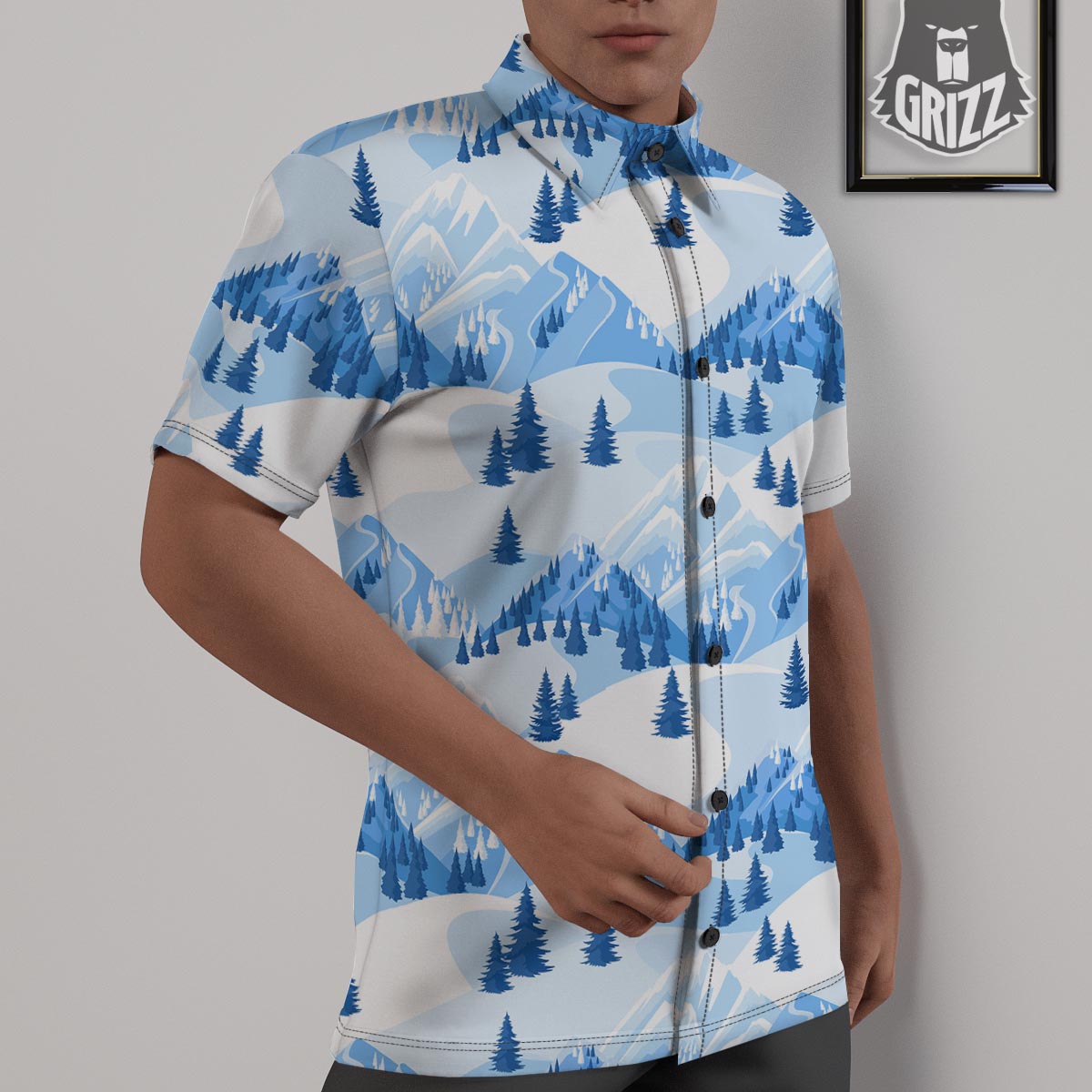 Mountain Skiing Print Pattern Untucked Shirts-grizzshop