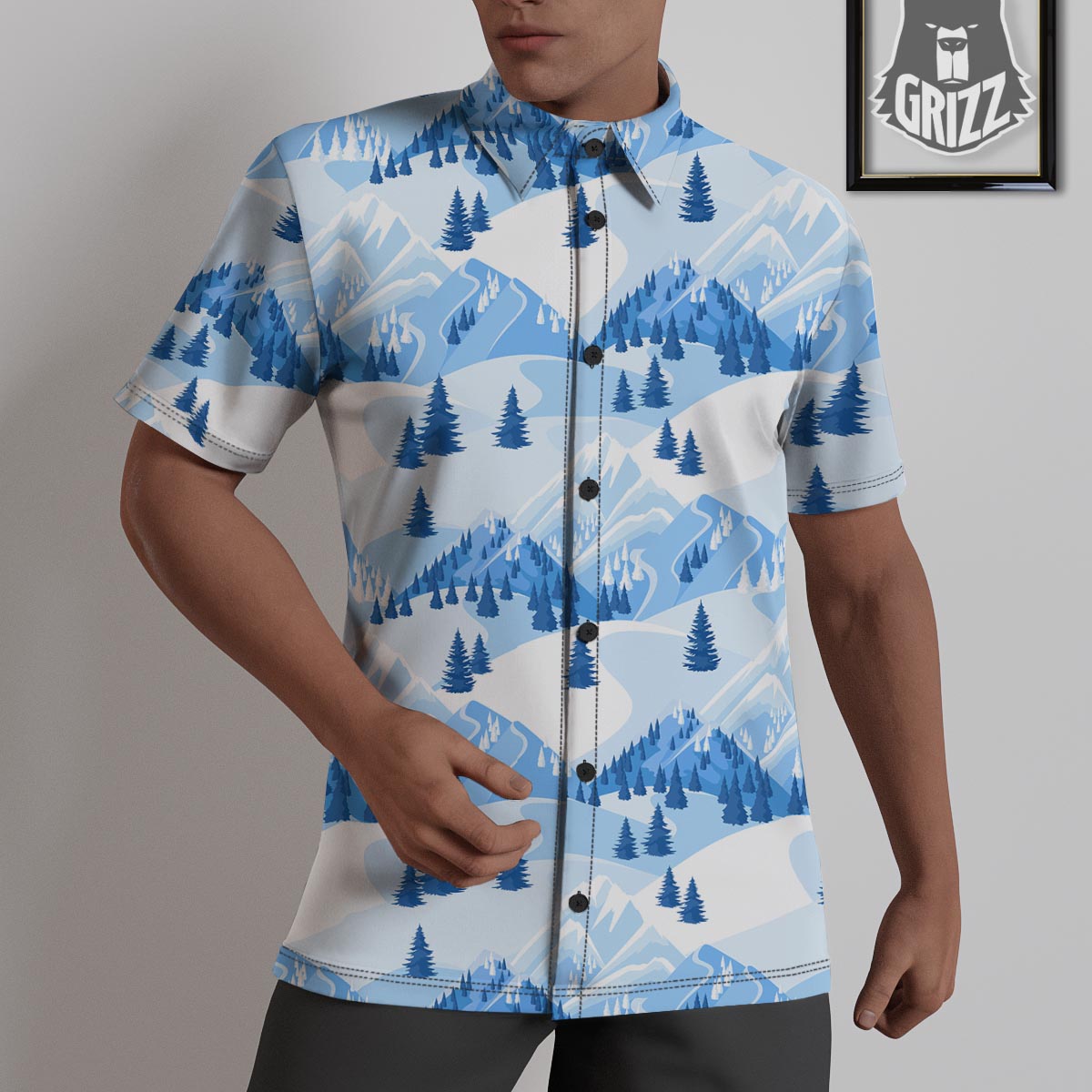 Mountain Skiing Print Pattern Untucked Shirts-grizzshop