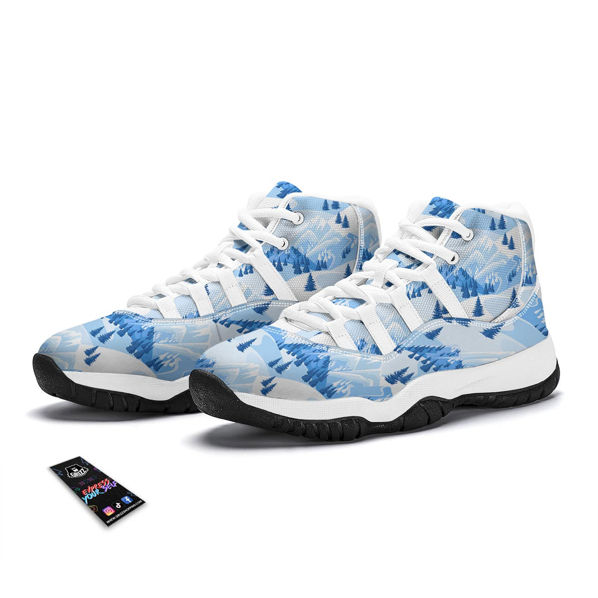 Mountain Skiing Print Pattern White Bball Shoes-grizzshop