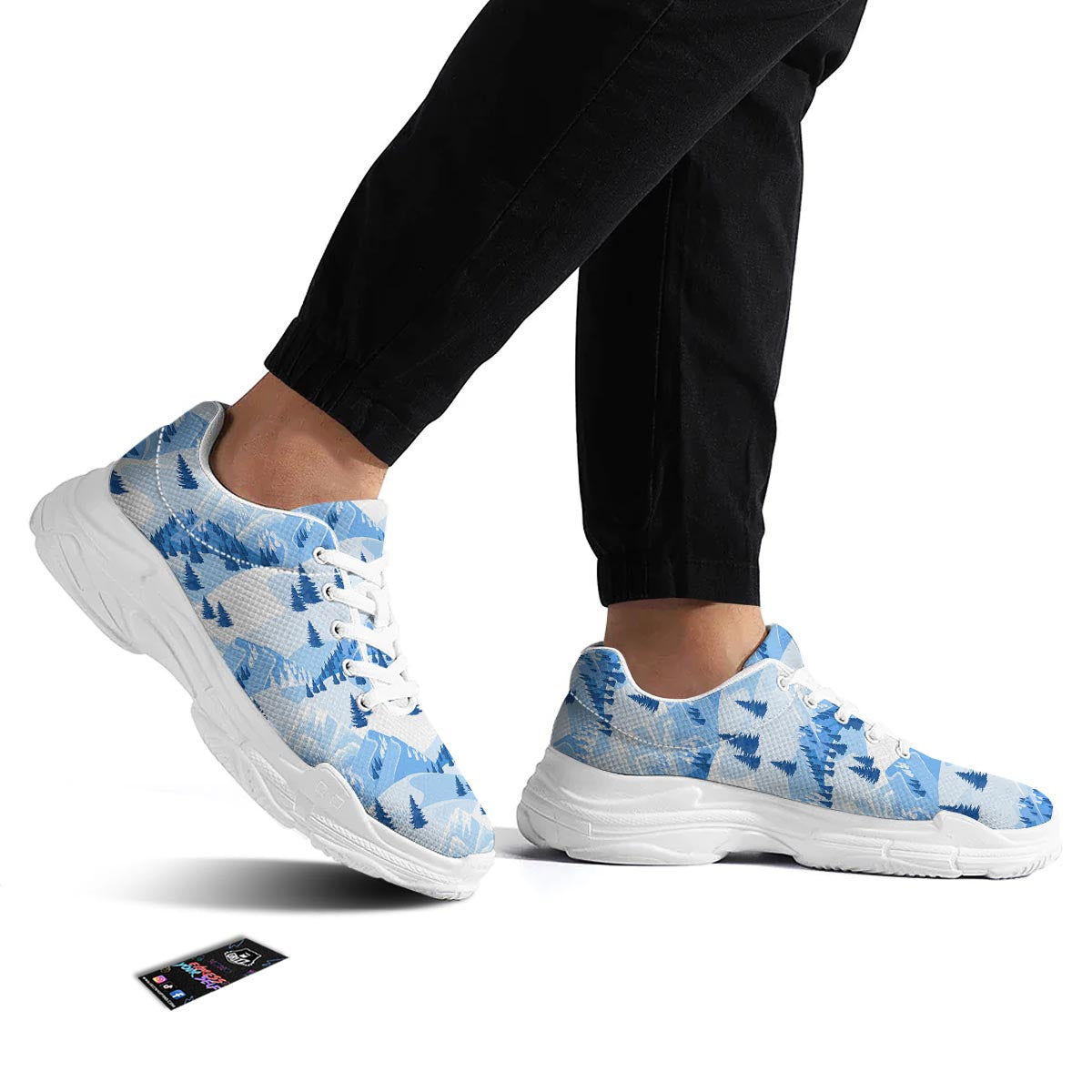 Mountain Skiing Print Pattern White Chunky Shoes-grizzshop