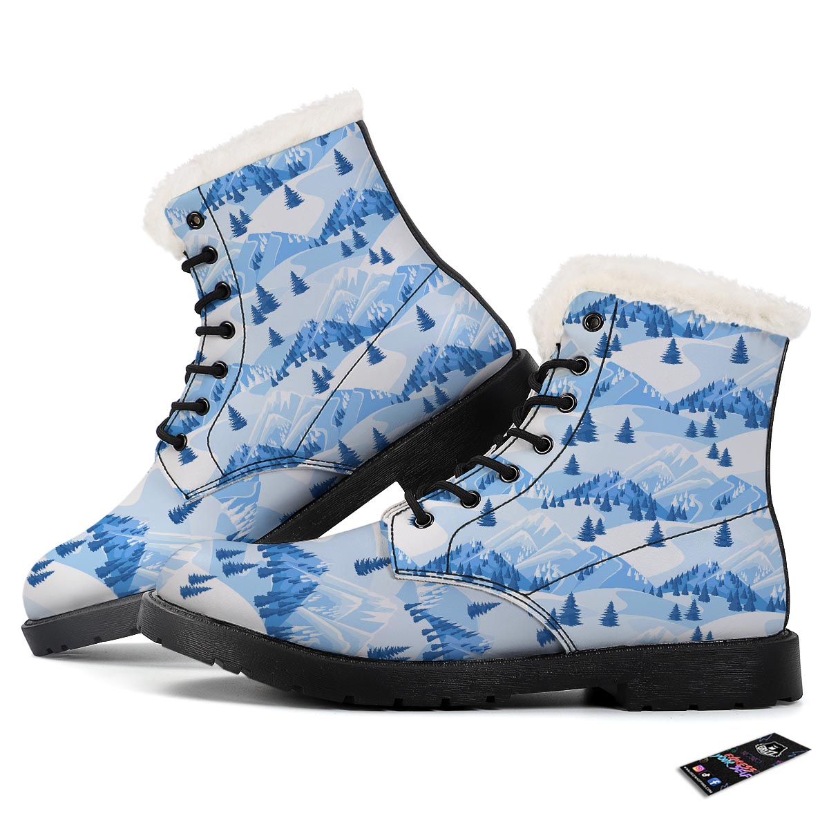Mountain Skiing Print Pattern Winter Boots-grizzshop