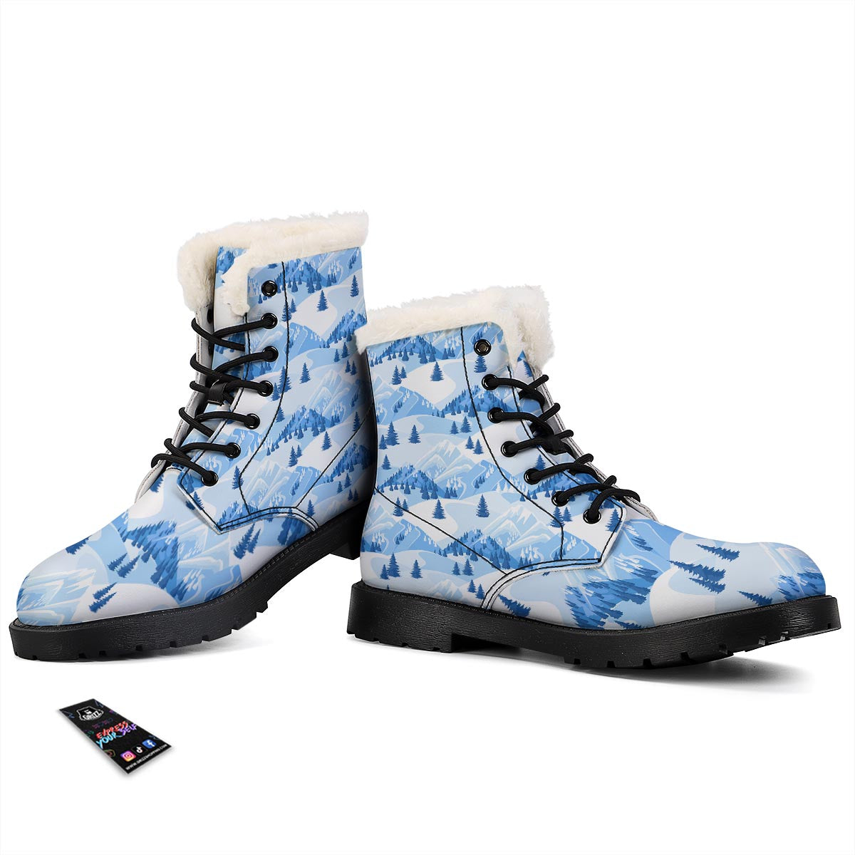 Mountain Skiing Print Pattern Winter Boots-grizzshop