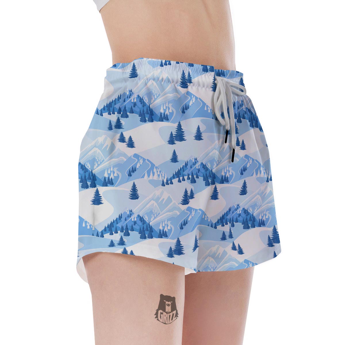 Mountain Skiing Print Pattern Women's Shorts-grizzshop
