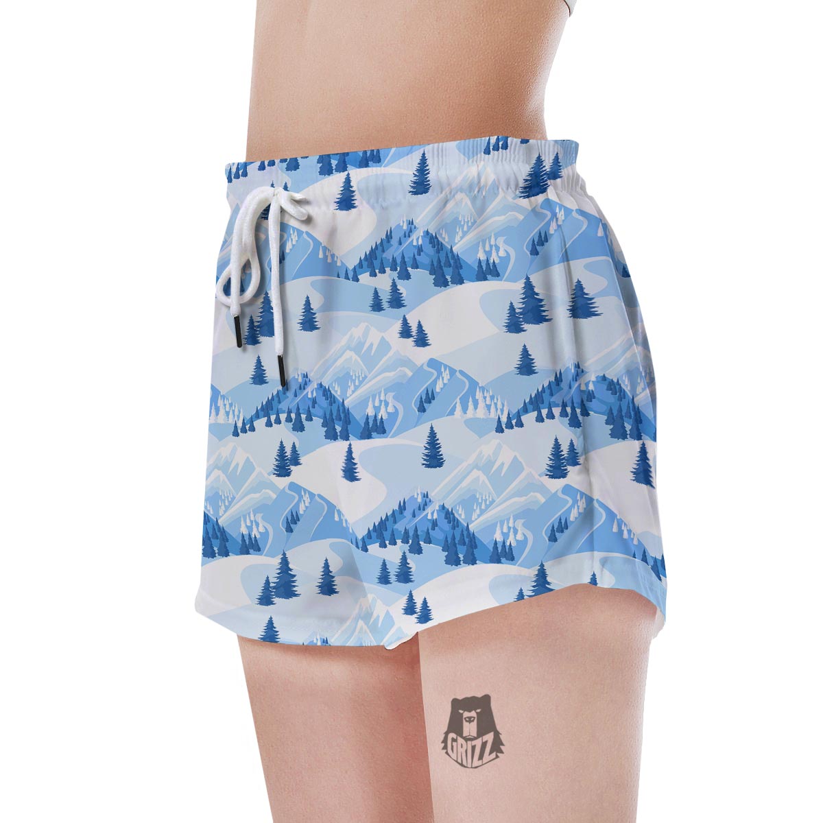 Mountain Skiing Print Pattern Women's Shorts-grizzshop