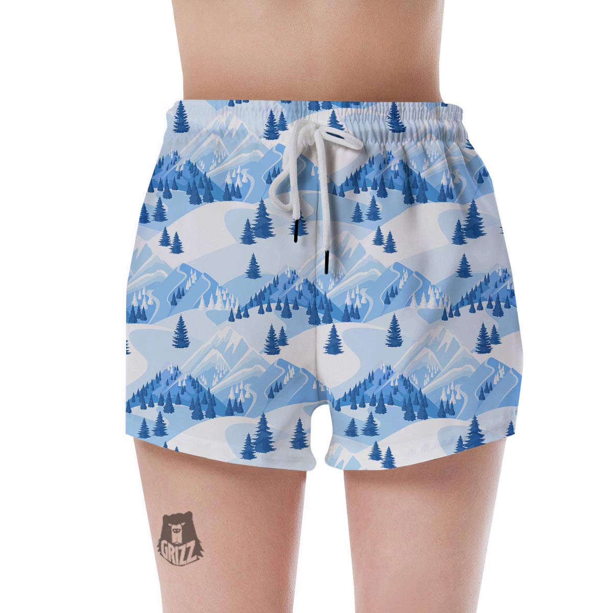 Mountain Skiing Print Pattern Women's Shorts-grizzshop
