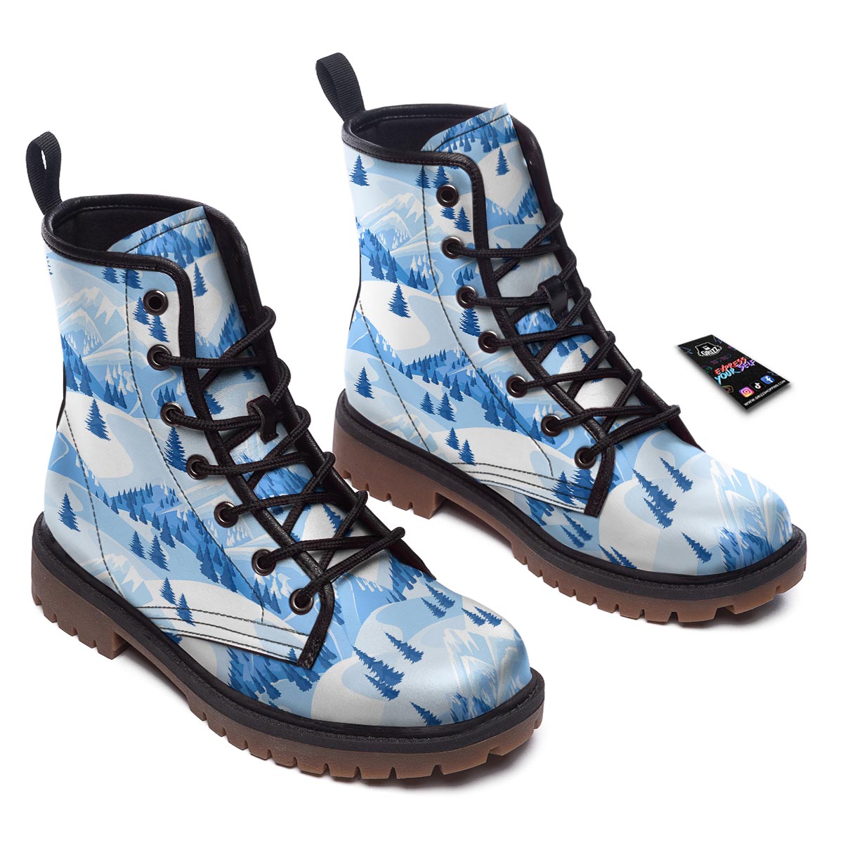 Mountain Skiing Print Pattern Work Boots-grizzshop