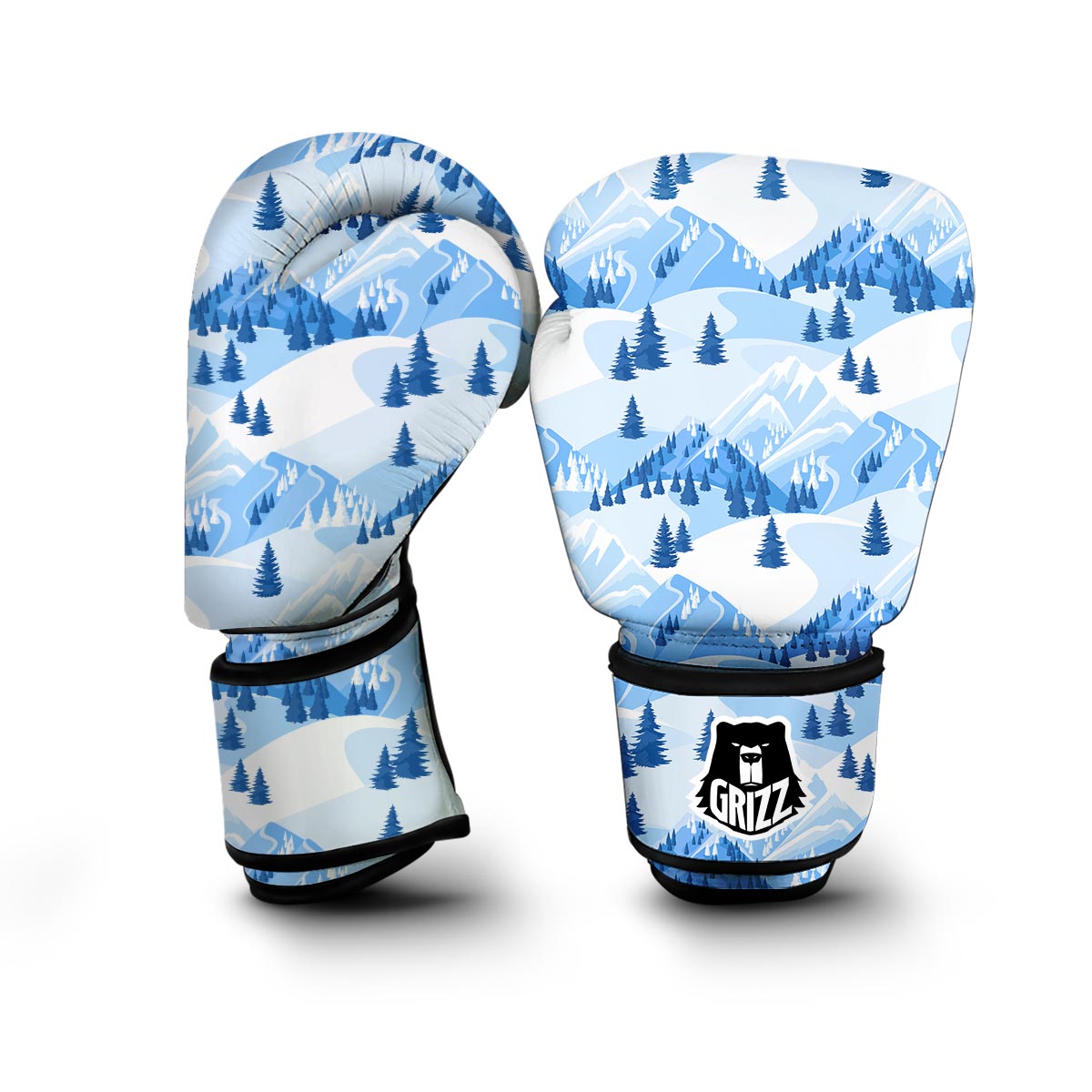 Mountain Snow Pattern Print Boxing Gloves-grizzshop