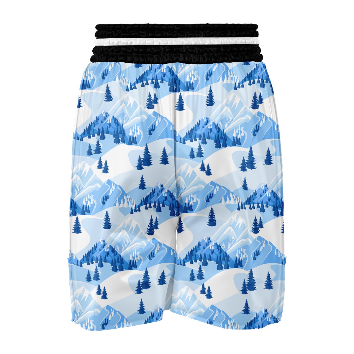 Mountain Snow Pattern Print Boxing Shorts-grizzshop