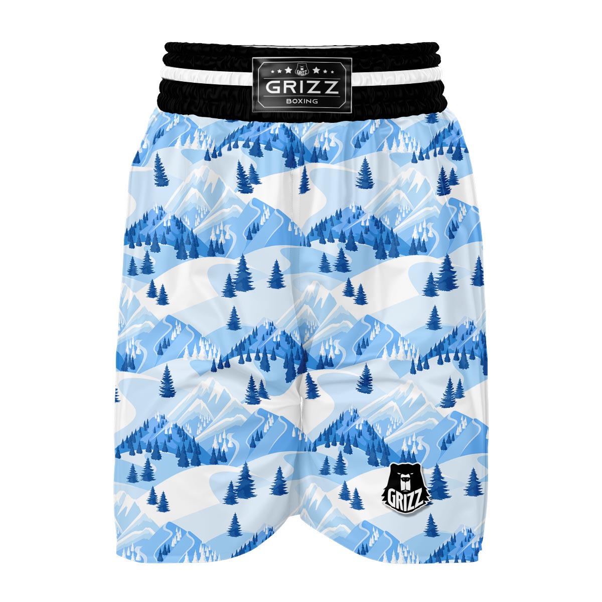 Mountain Snow Pattern Print Boxing Shorts-grizzshop