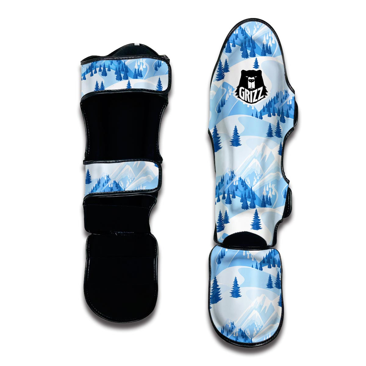 Mountain Snow Pattern Print Muay Thai Shin Guards-grizzshop