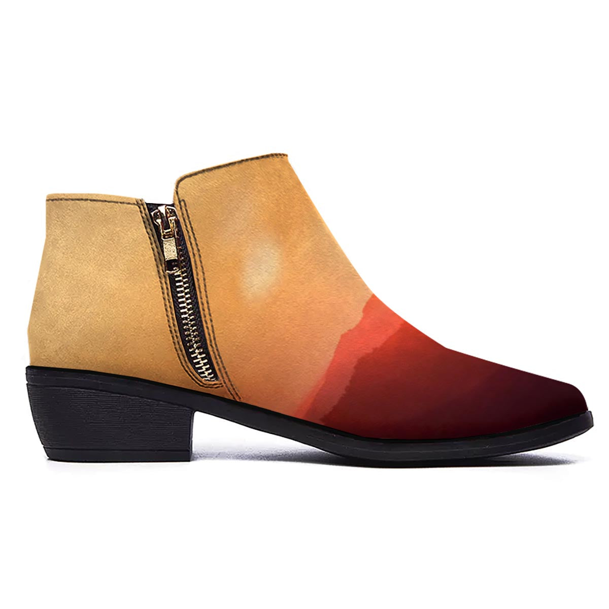 Mountain Sunrise Print Ankle Boots-grizzshop