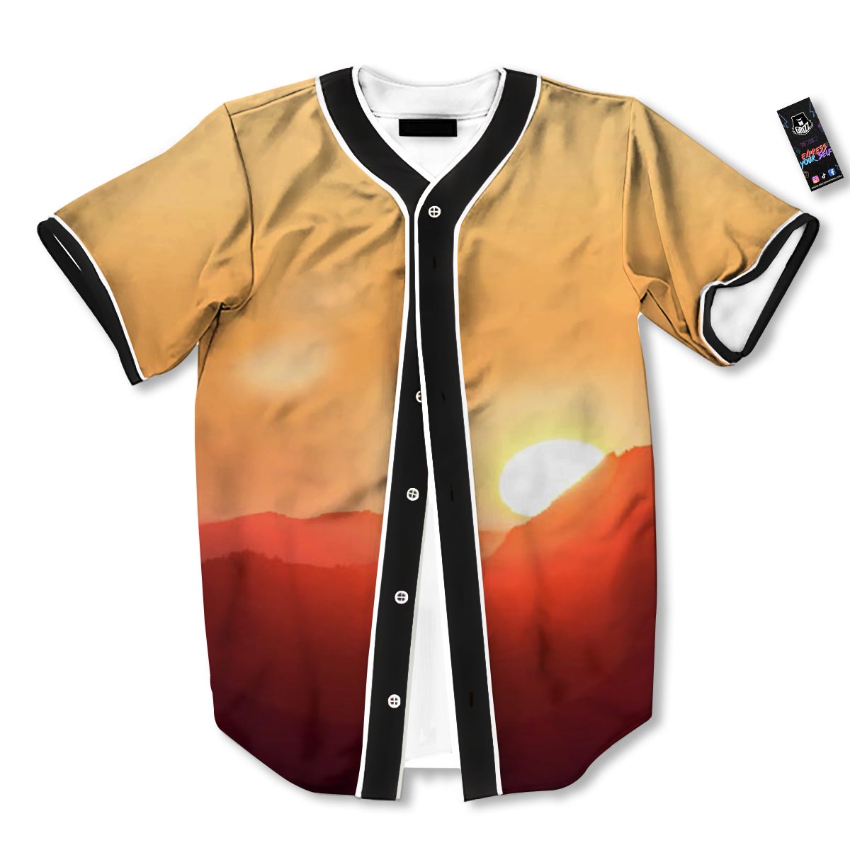 Mountain Sunrise Print Baseball Jersey-grizzshop