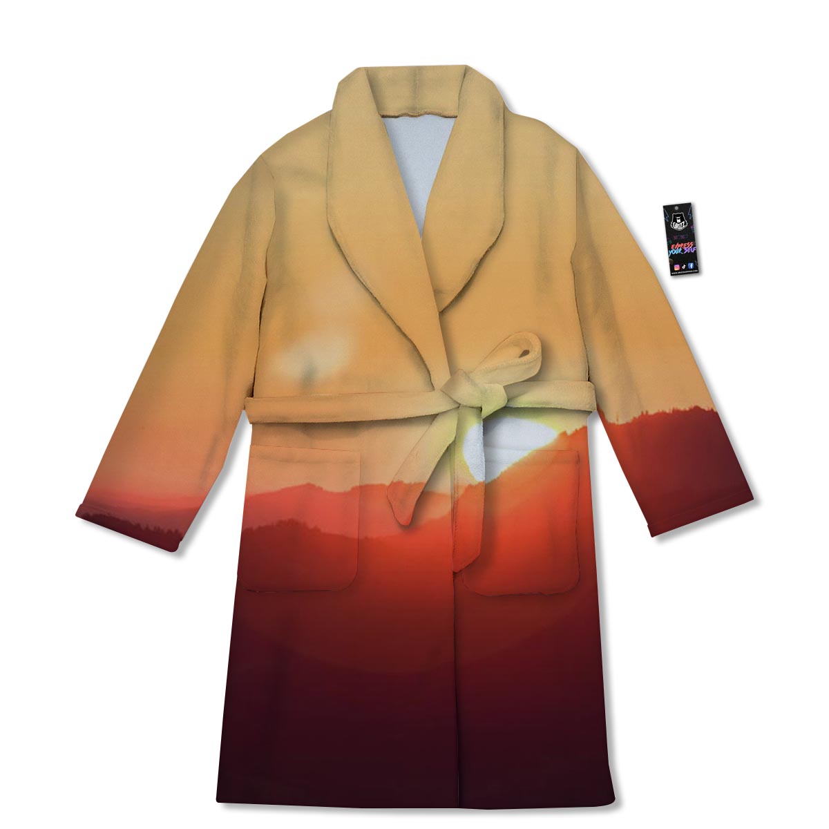 Mountain Sunrise Print Bathrobe-grizzshop