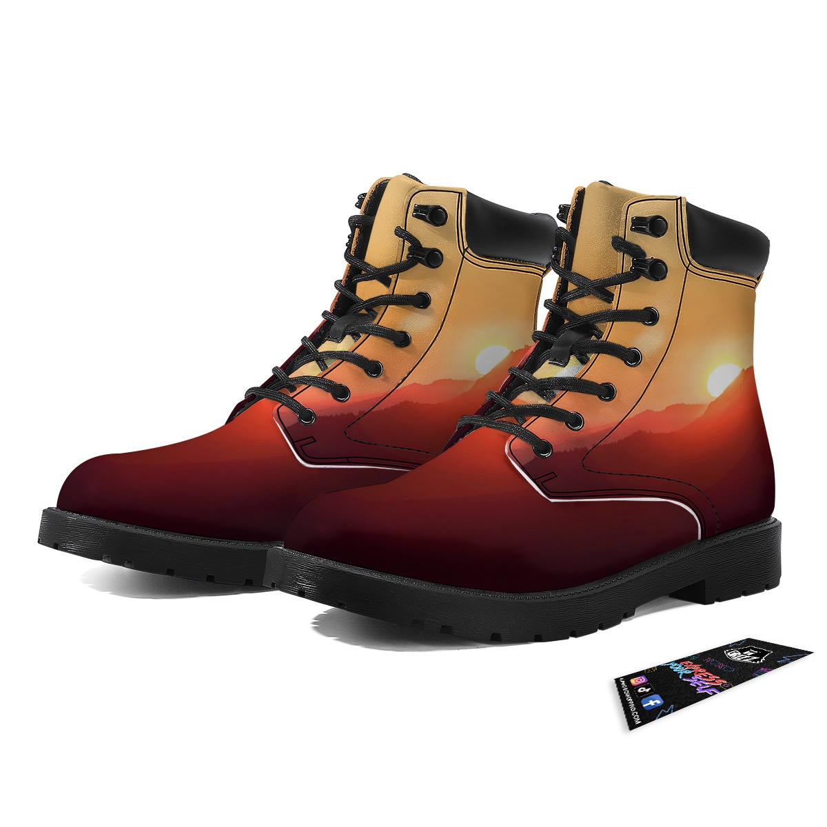 Mountain Sunrise Print Boots-grizzshop