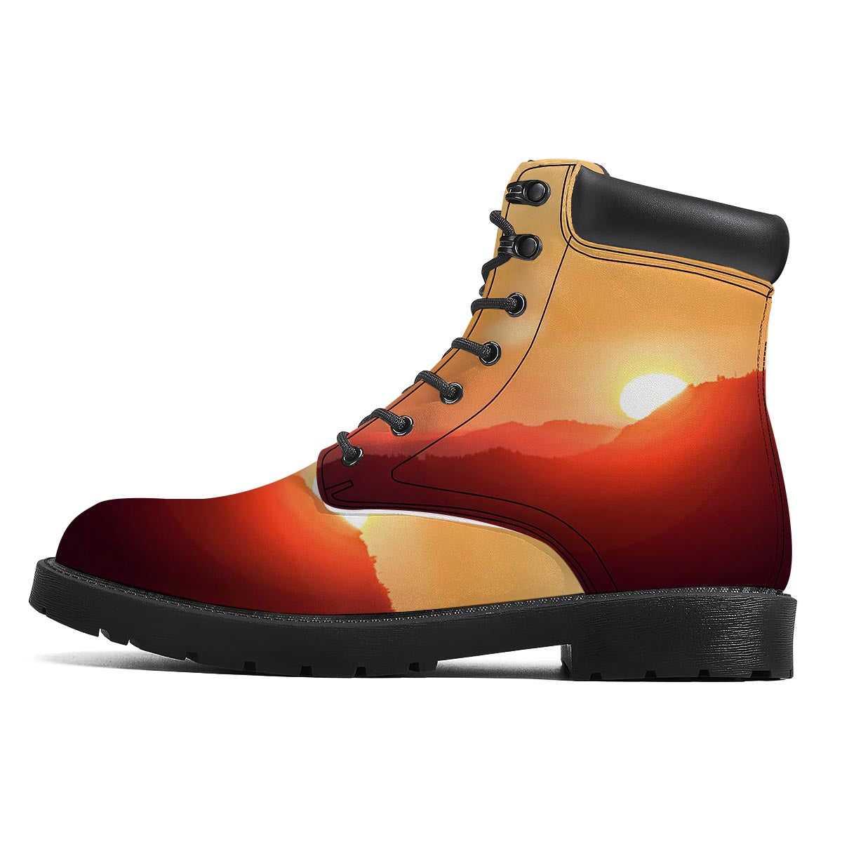 Mountain Sunrise Print Boots-grizzshop