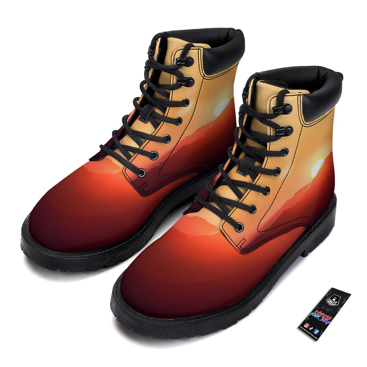 Mountain Sunrise Print Boots-grizzshop