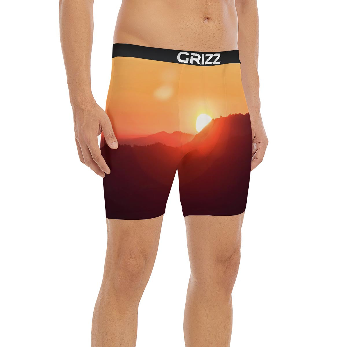 Mountain Sunrise Print Boxer Briefs-grizzshop