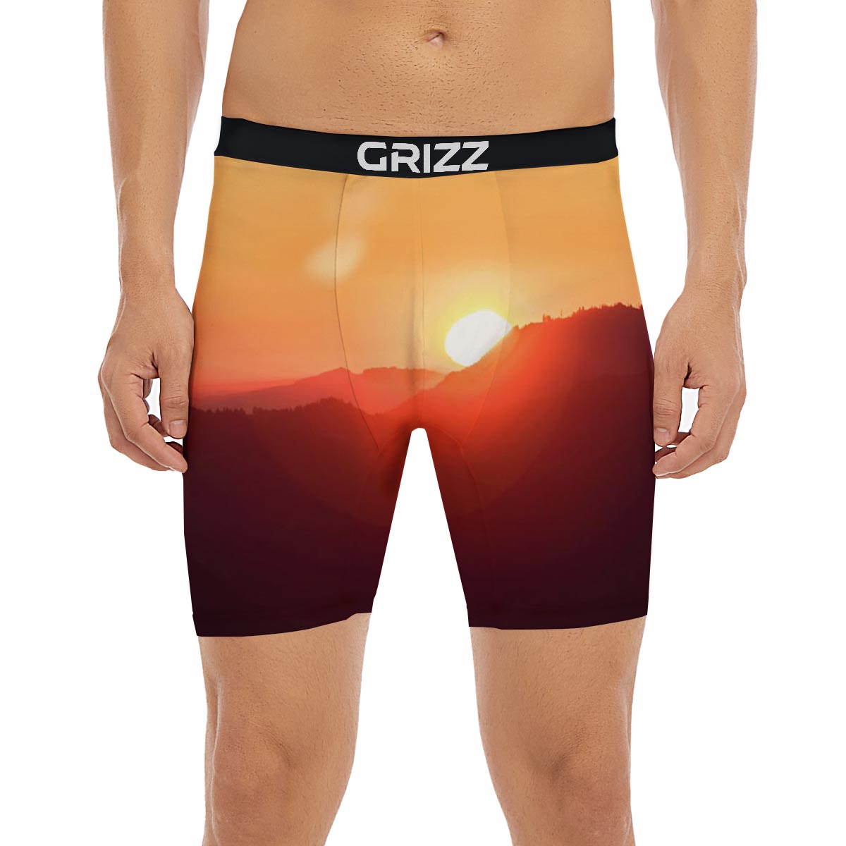 Mountain Sunrise Print Boxer Briefs-grizzshop