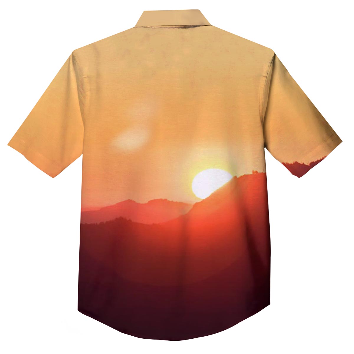Mountain Sunrise Print Button Up Shirt-grizzshop