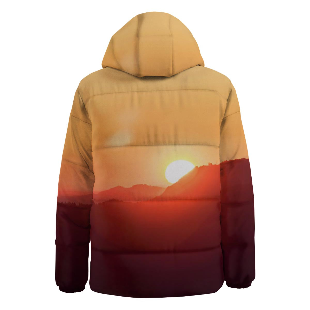 Mountain Sunrise Print Down Jacket-grizzshop