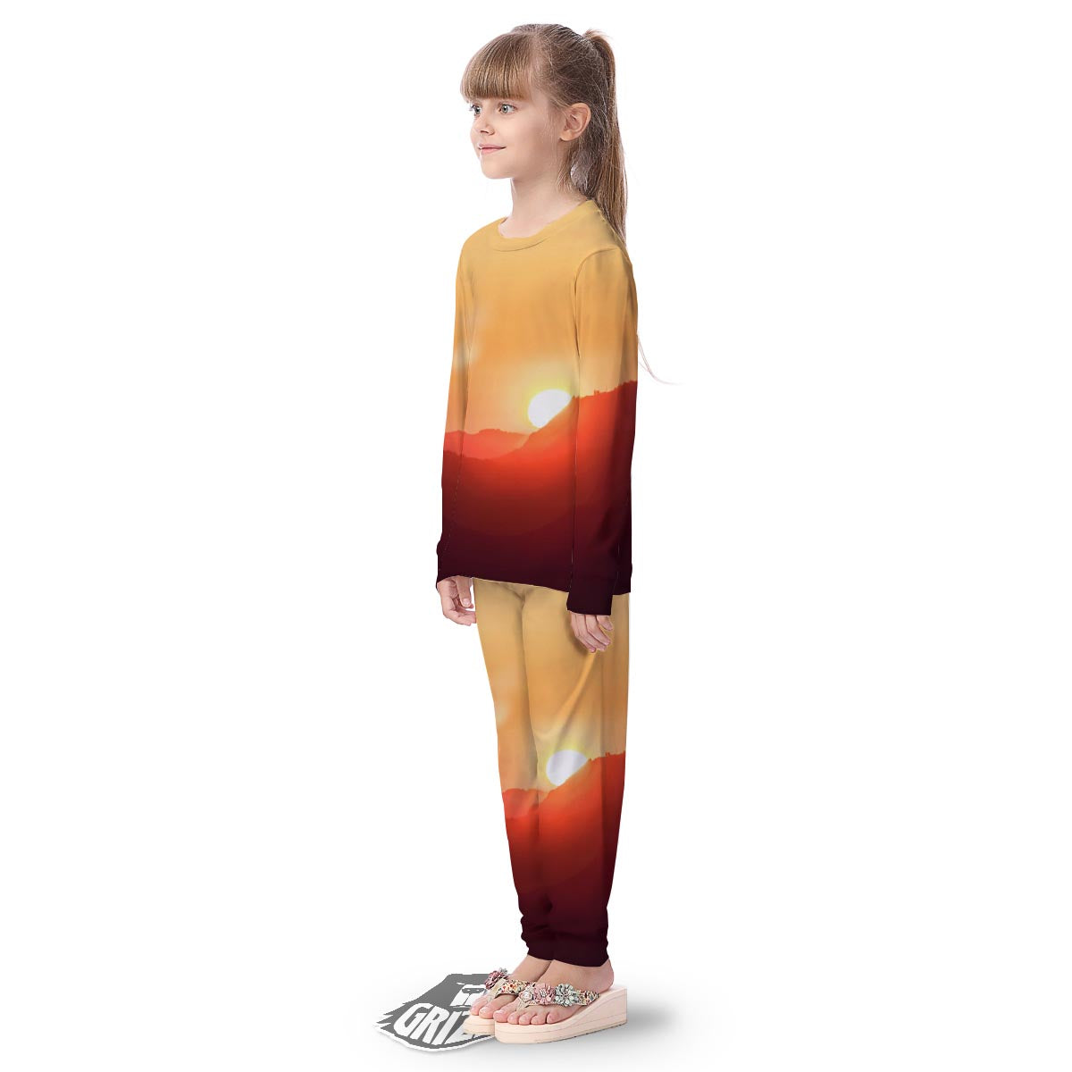 Mountain Sunrise Print Kid's Pajamas-grizzshop