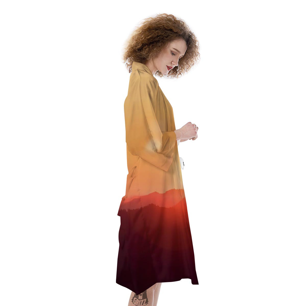 Mountain Sunrise Print Kimono-grizzshop