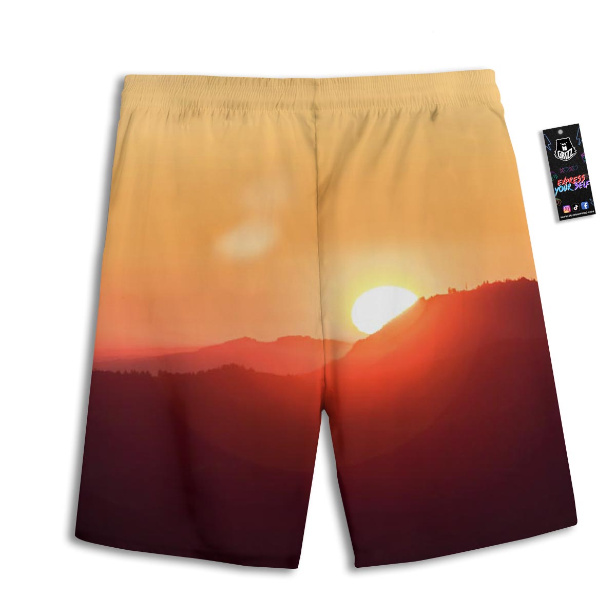 Mountain Sunrise Print Men's Athletic Shorts