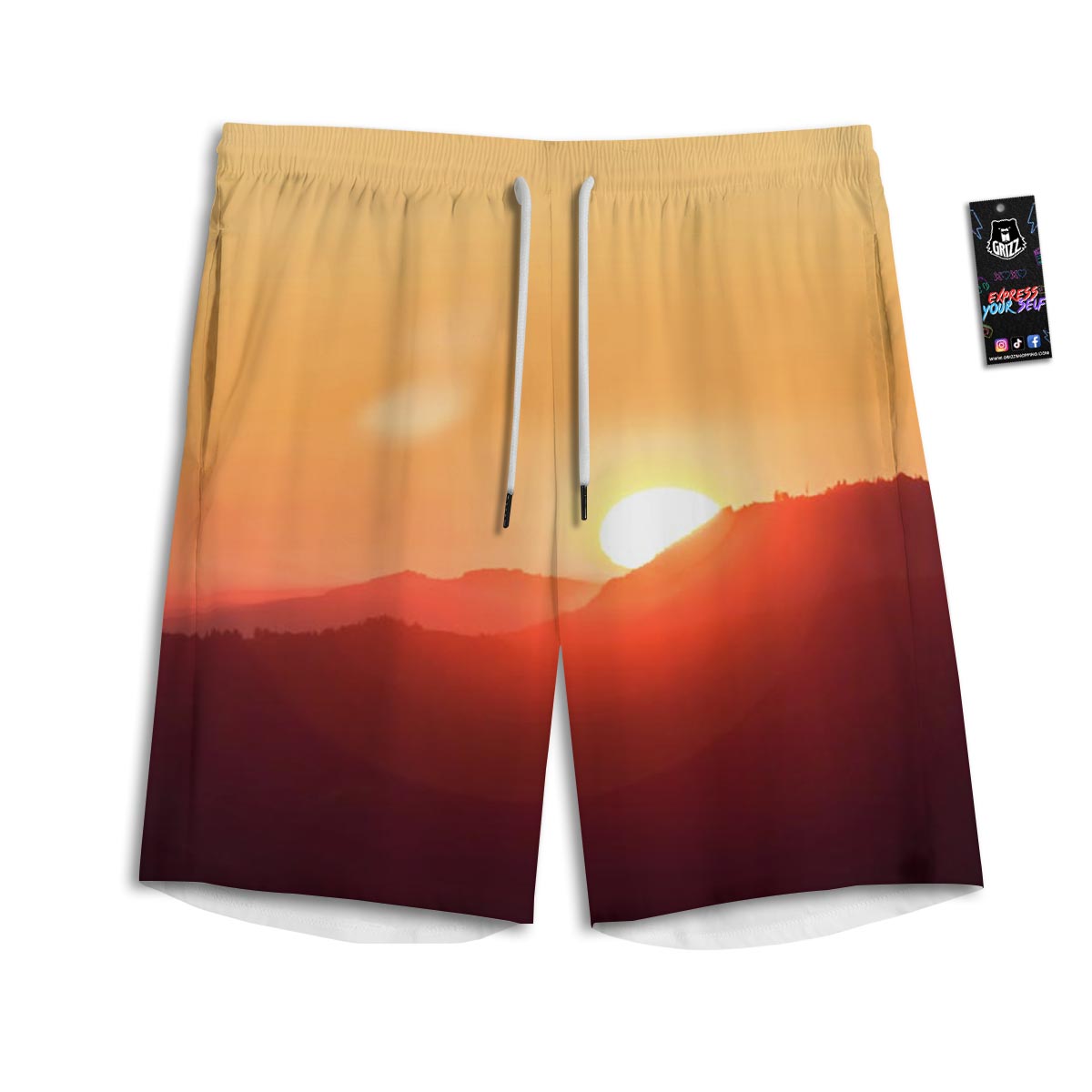 Mountain Sunrise Print Men's Athletic Shorts