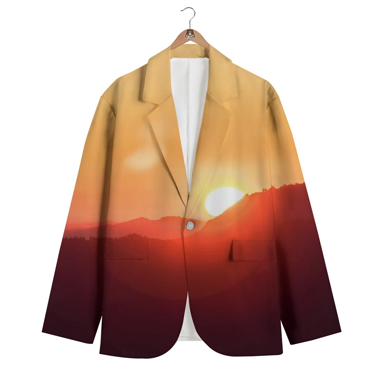Mountain Sunrise Print Men's Blazer-grizzshop