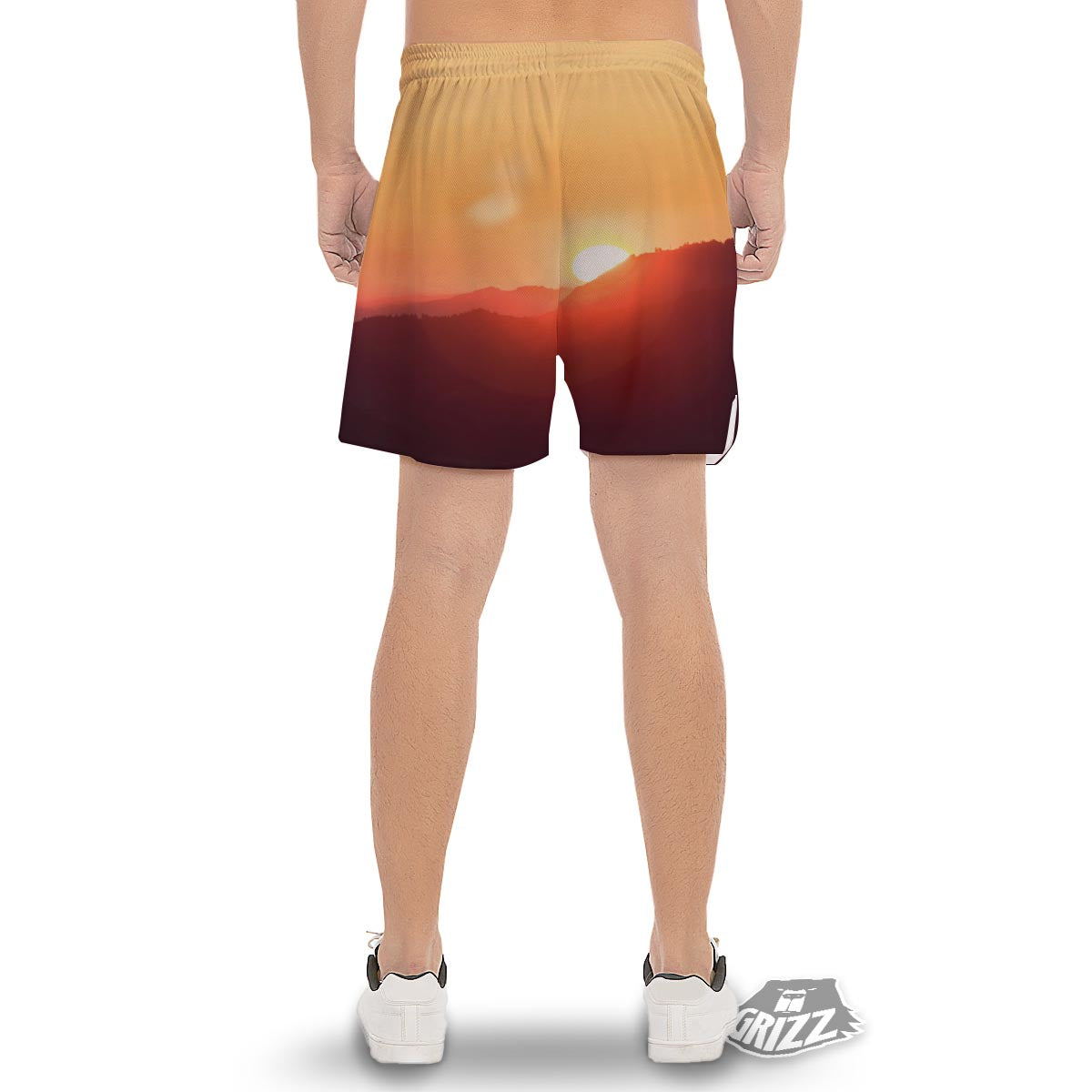 Mountain Sunrise Print Men's Gym Shorts-grizzshop