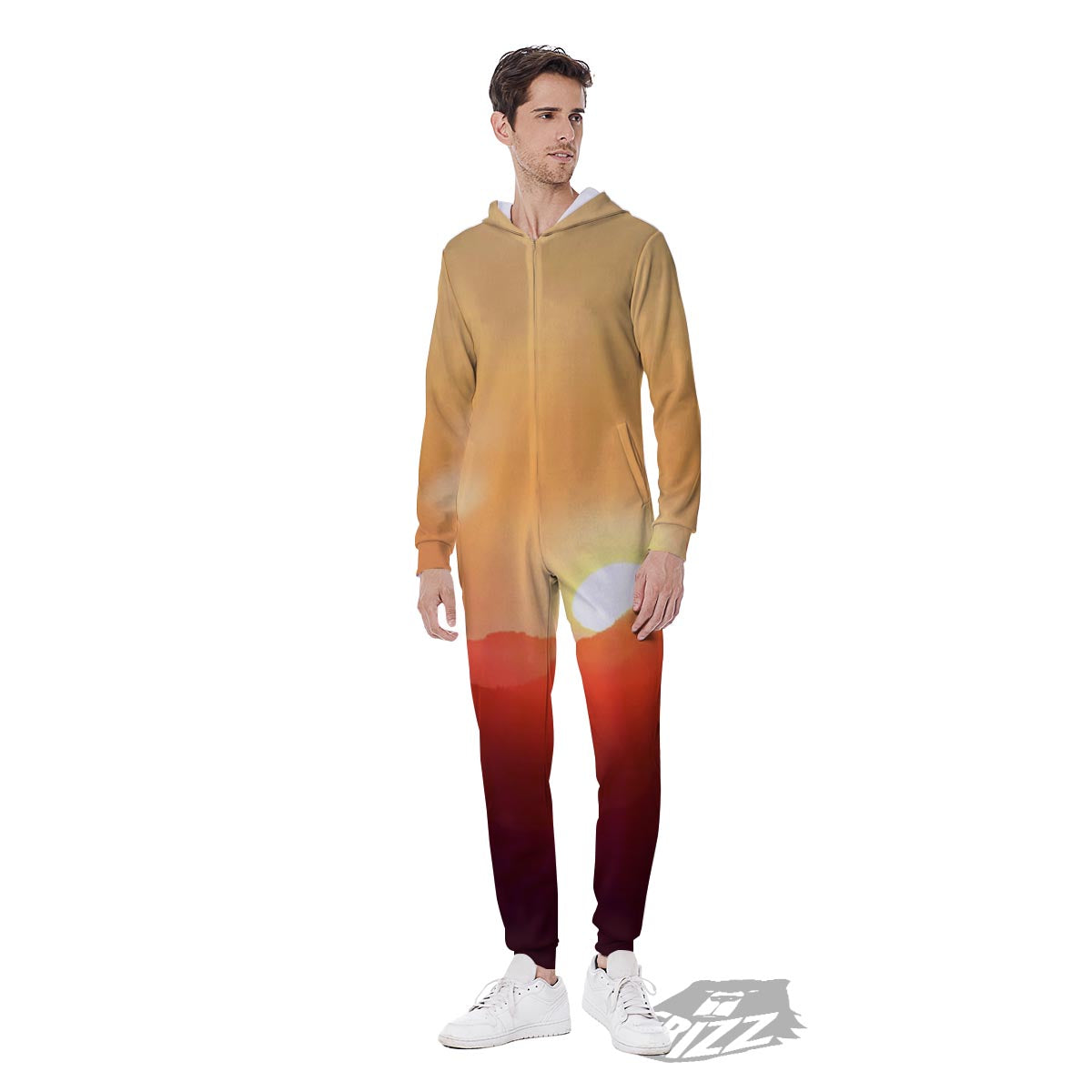Mountain Sunrise Print Men's Jumpsuit-grizzshop