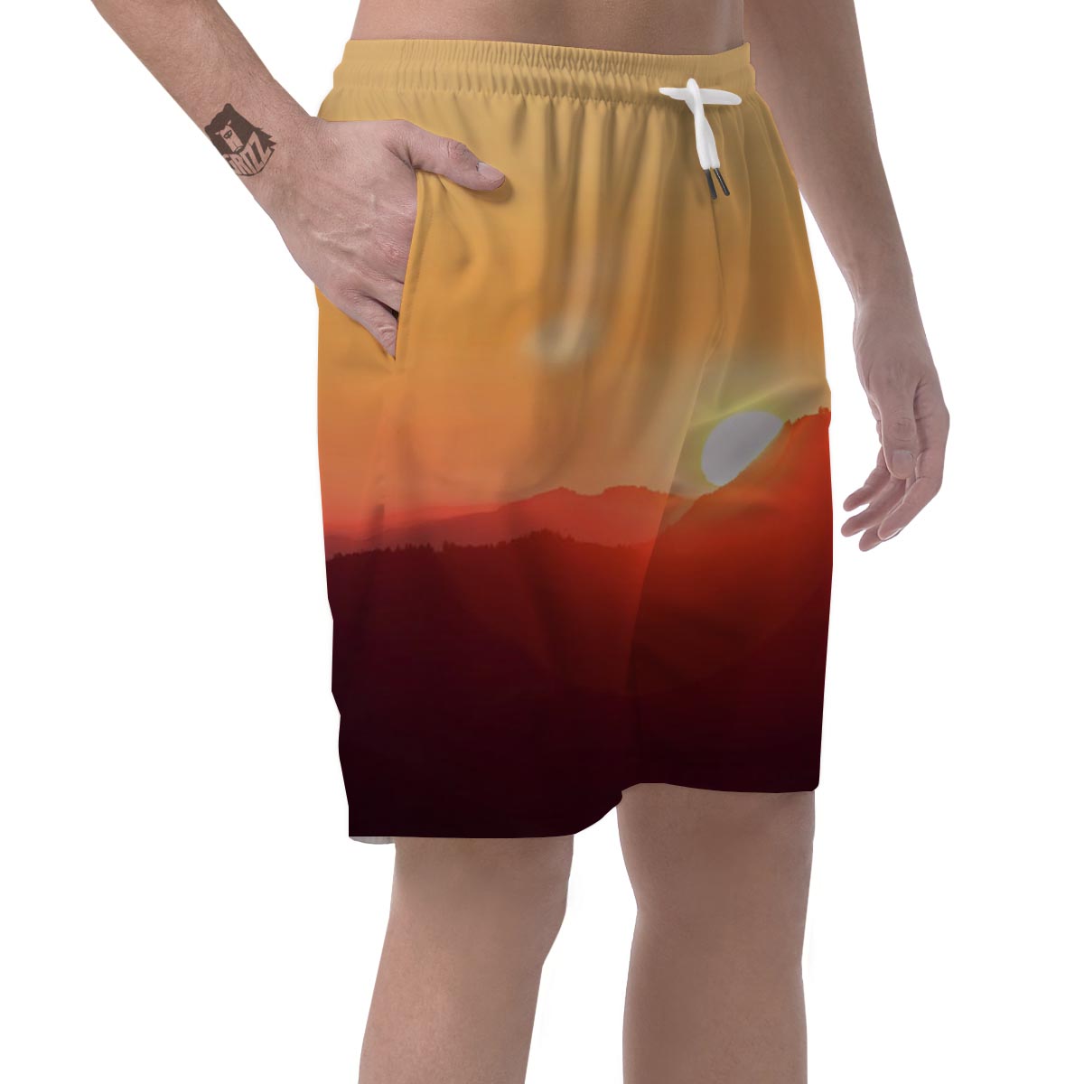 Mountain Sunrise Print Men's Shorts-grizzshop