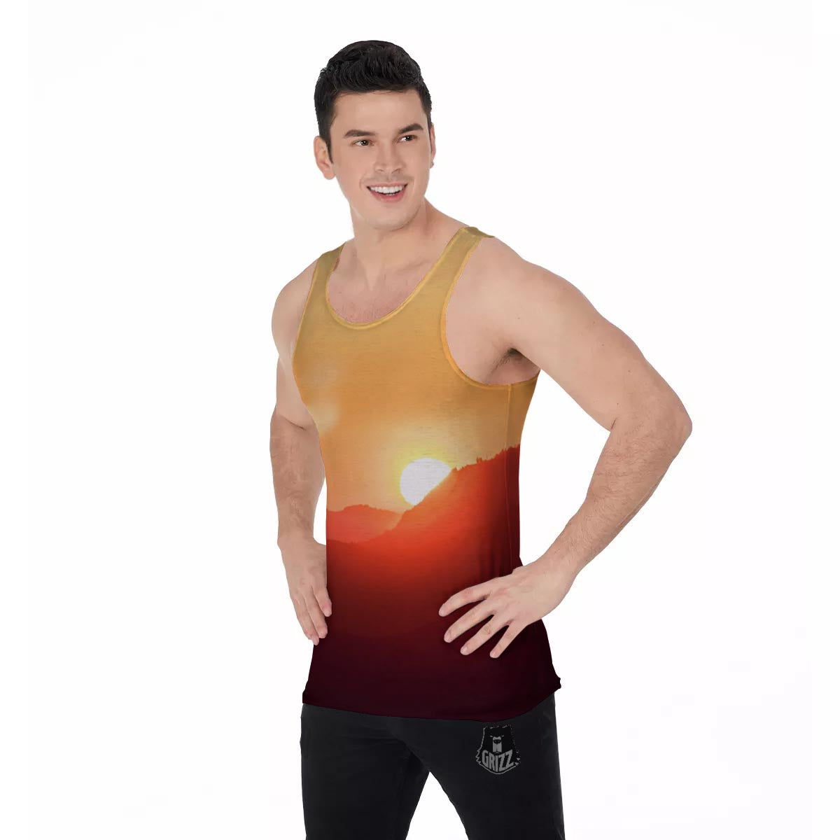 Mountain Sunrise Print Men's Tank Top-grizzshop