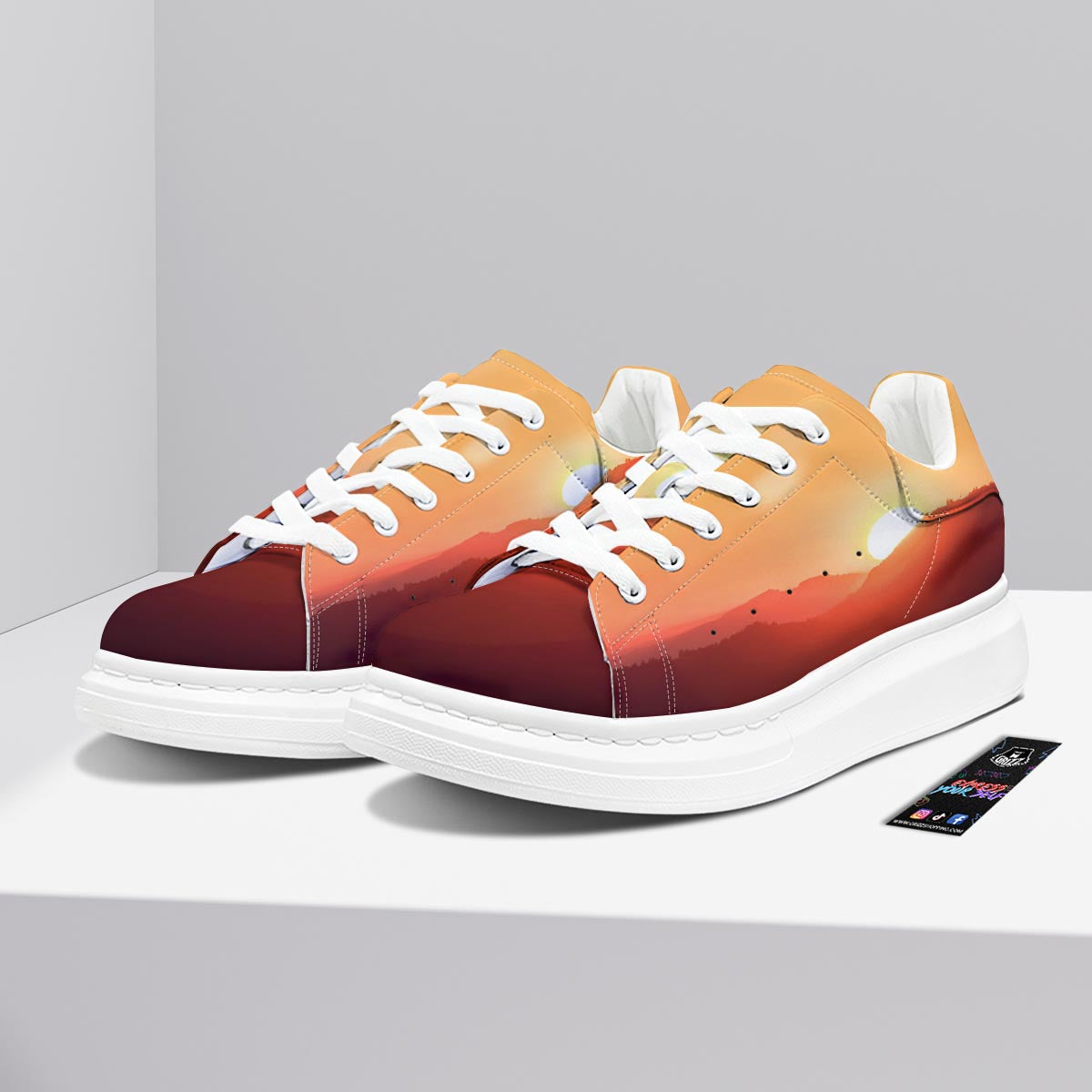 Mountain Sunrise Print Platform Shoes-grizzshop
