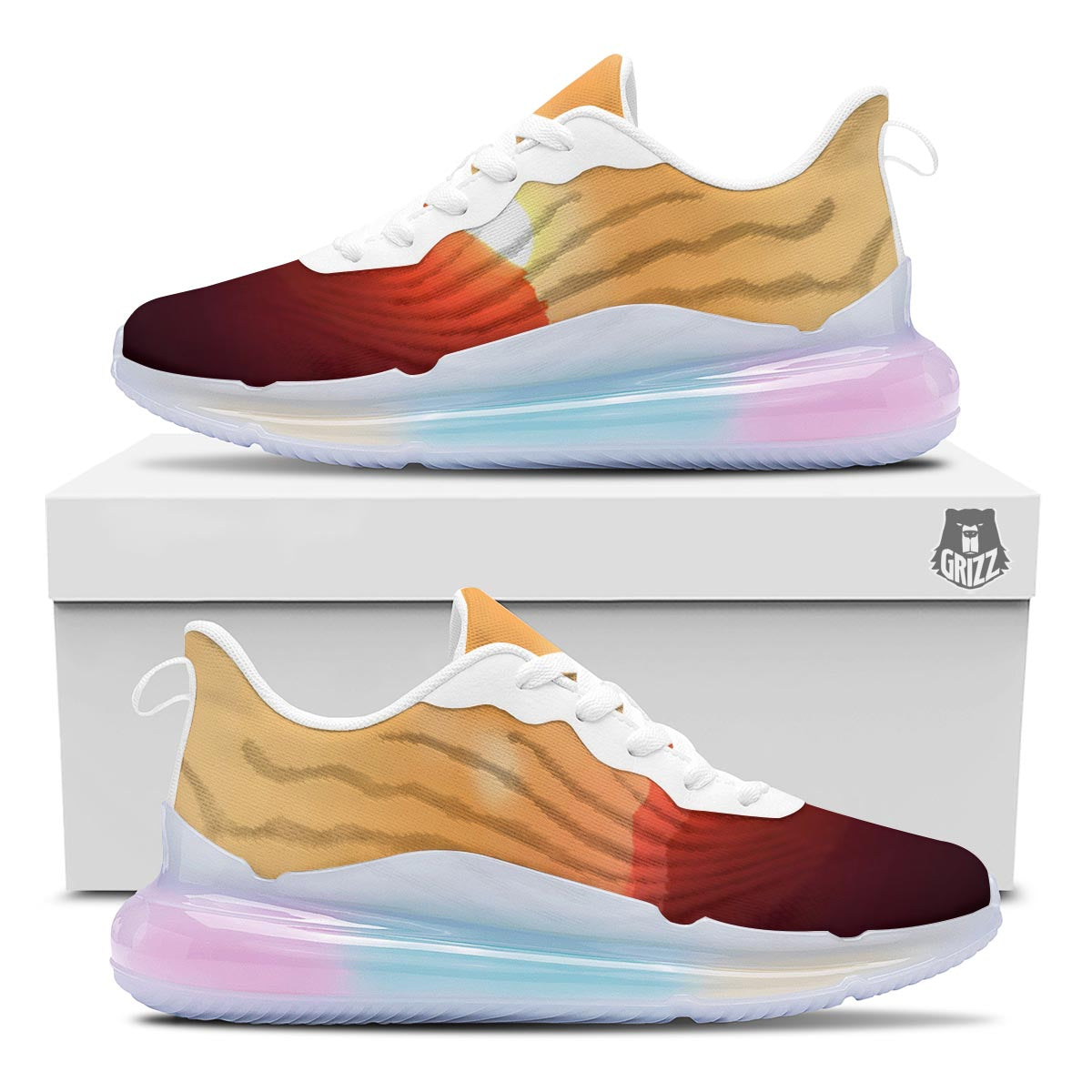 Mountain Sunrise Print Running Sneakers-grizzshop