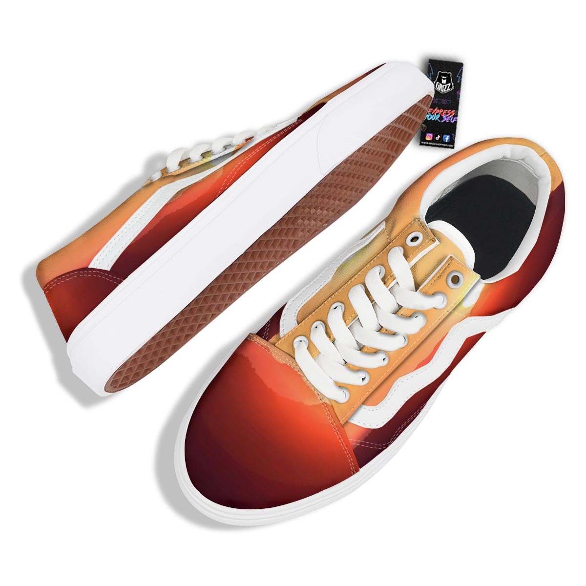 Mountain Sunrise Print Skate Shoes-grizzshop