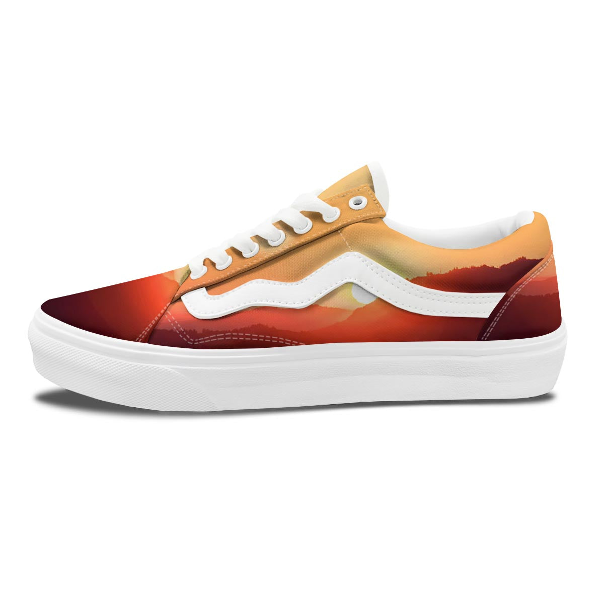 Mountain Sunrise Print Skate Shoes-grizzshop