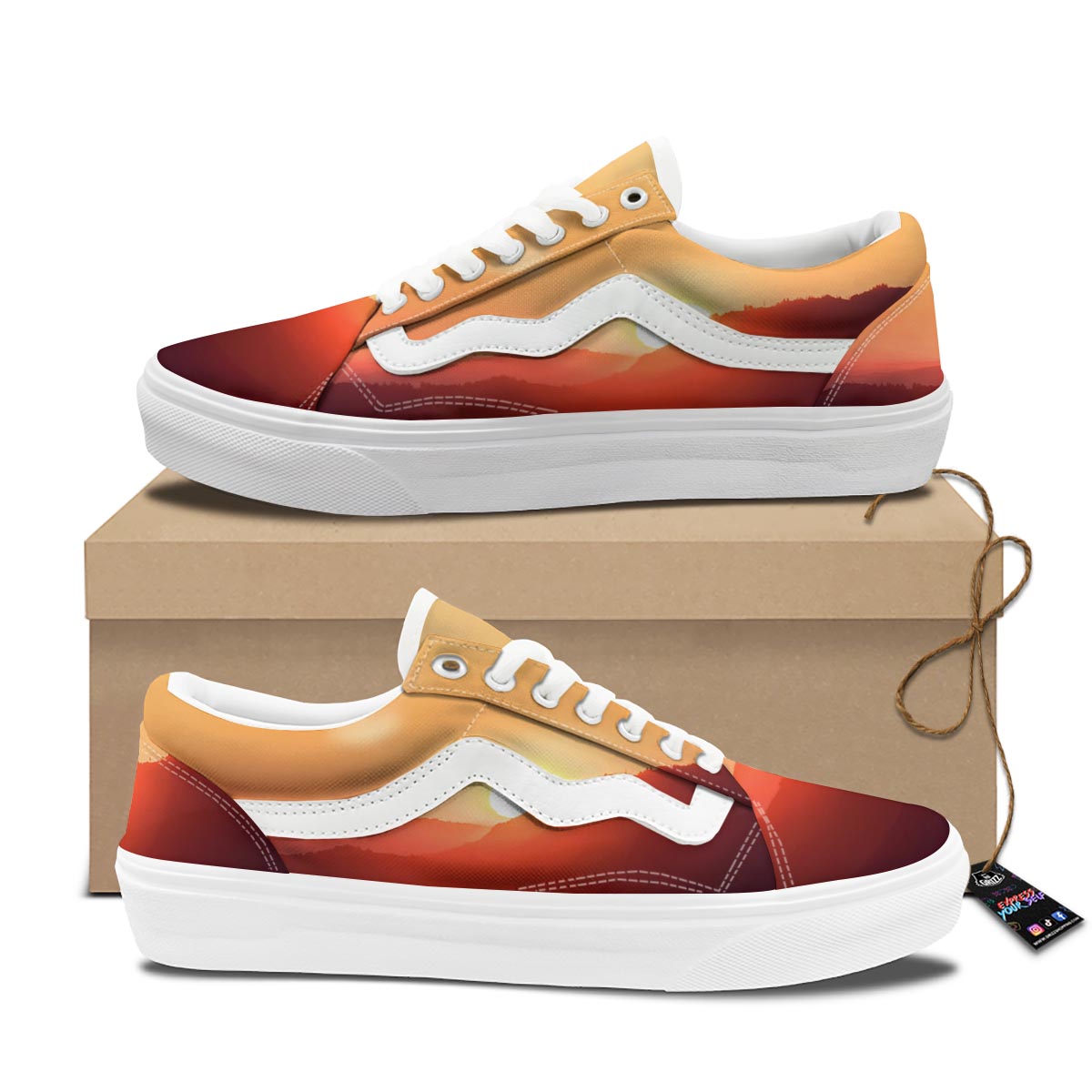 Mountain Sunrise Print Skate Shoes-grizzshop