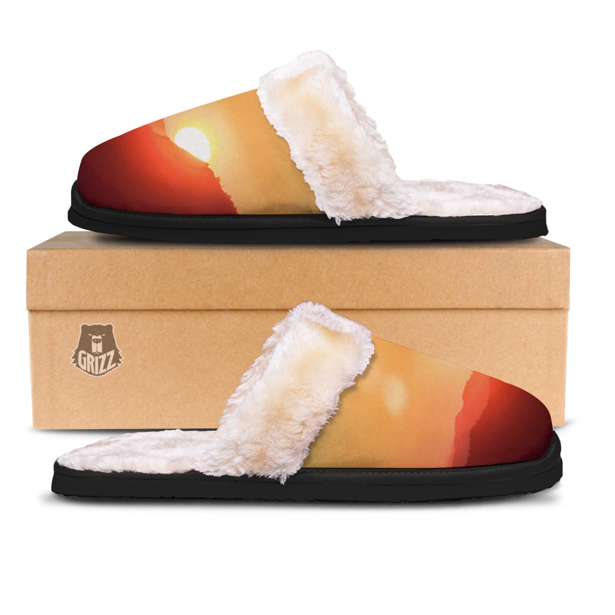 Mountain Sunrise Print Slippers-grizzshop